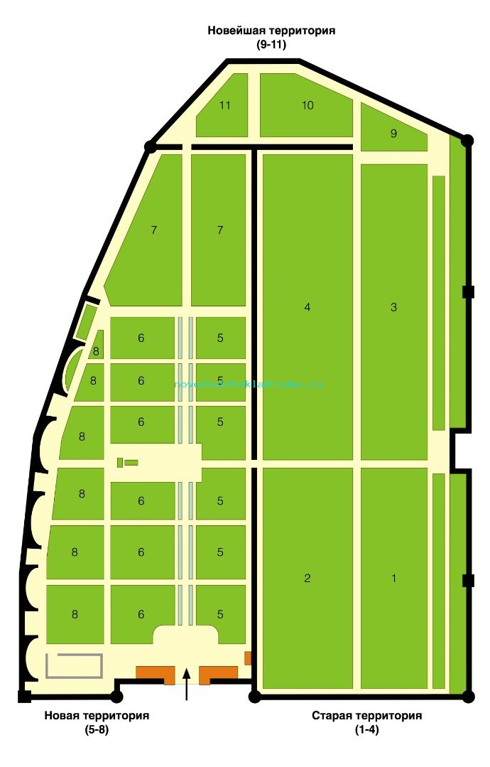 План-схема участков Новодевичьего кладбища